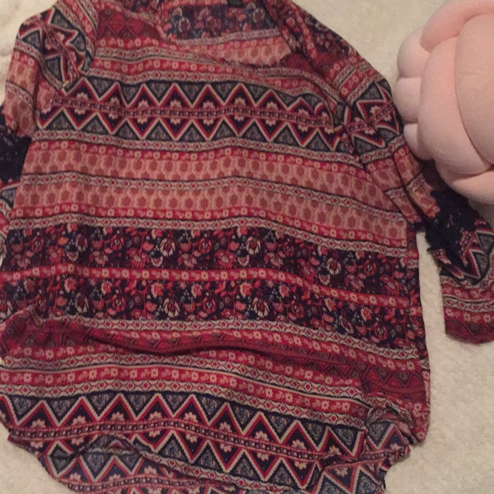 Blouse with lace on arms and bell sleeves